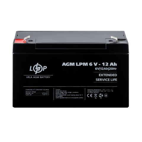 Будь заряджений Акумулятори Аккумулятор AGM LPM 6V - 12 Ah