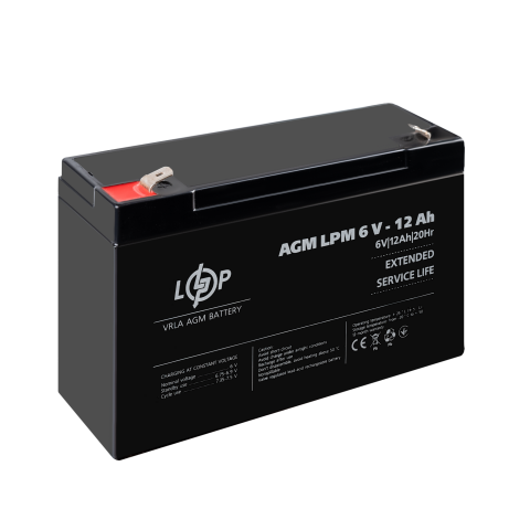 Будь заряджений Акумулятори Аккумулятор AGM LPM 6V - 12 Ah