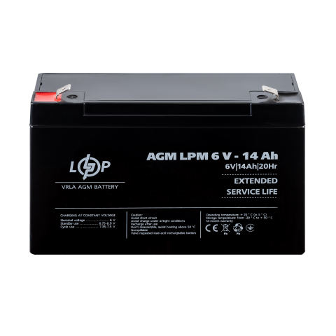 Будь заряджений Акумулятори Аккумулятор AGM LPM 6V - 14 Ah