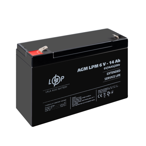 Будь заряджений Акумулятори Аккумулятор AGM LPM 6V - 14 Ah