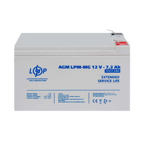 Будь заряджений Акумулятори Аккумулятор мультигелевый LPM-MG 12V - 7.2 Ah