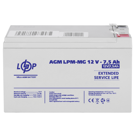 Будь заряджений Акумулятори Аккумулятор мультигелевый LPM-MG 12V - 7.5 Ah