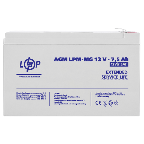Будь заряджений Акумулятори Аккумулятор мультигелевый LPM-MG 12V - 7.5 Ah